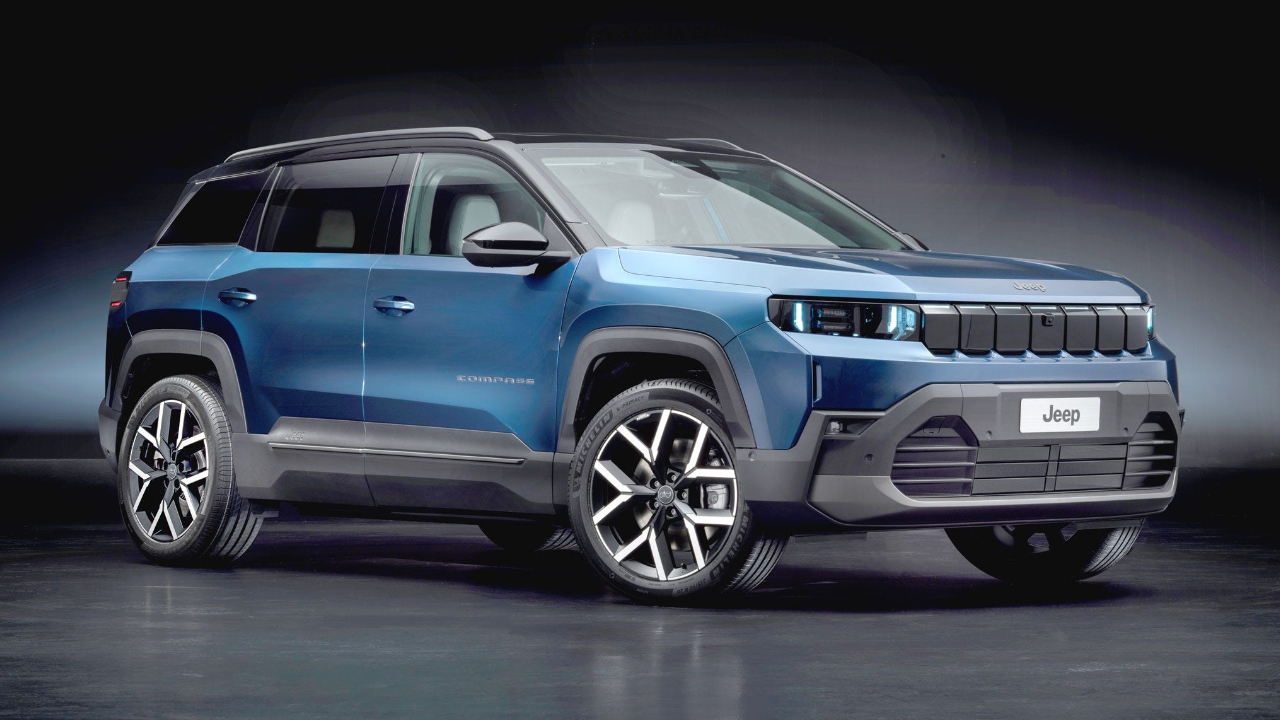 vue latérale avant d'un Jeep Compass 2026