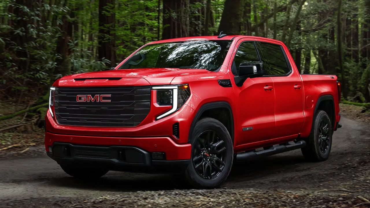 vue latérale avant d'un GMC Sierra 1500 2026