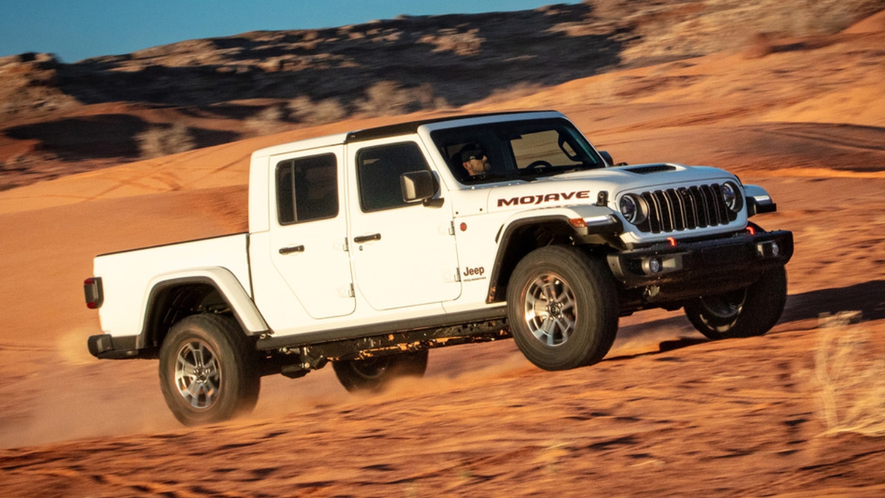 vue latérale avant d'un Jeep Gladiator 2026